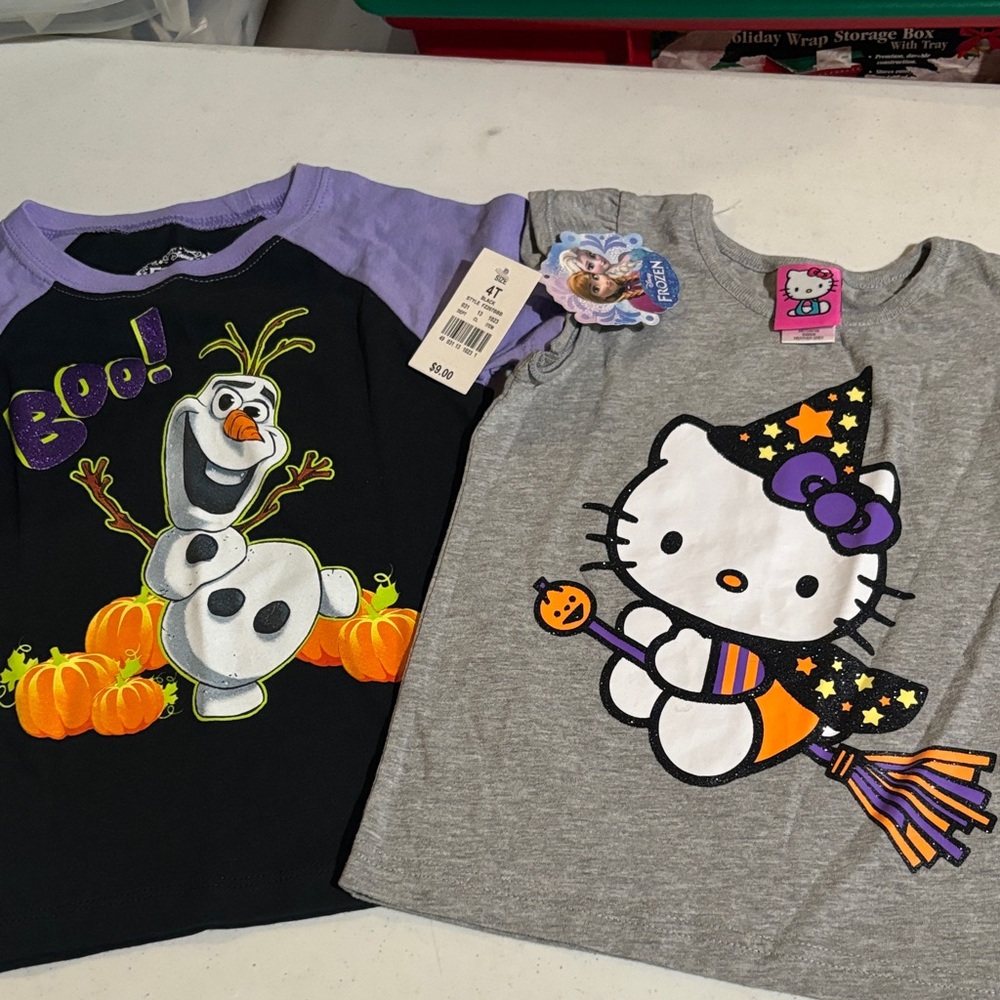 Hello Kitty Halloween Tee shirt and black frozen tee.